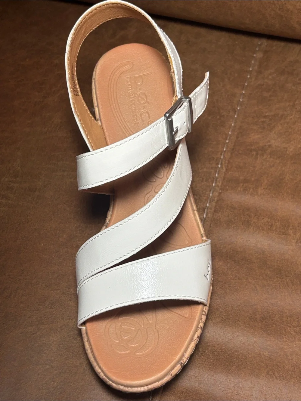 b.o.c. Born Concept Schirra White Wedge Slingback Sandals 10M